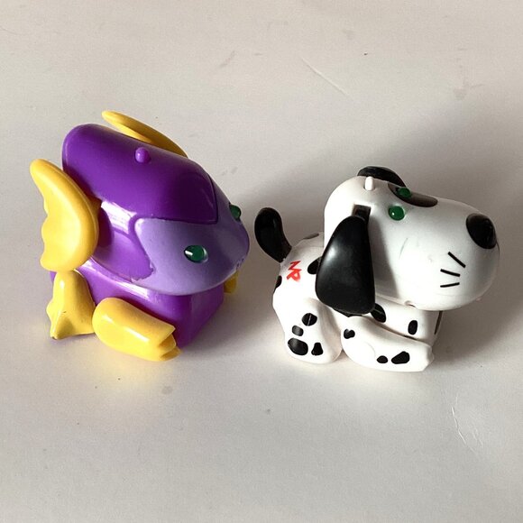 2 Micro Pets Dalmatian Dog Sprocket Bob The Purple Monster Micropets Collectable - Picture 2 of 3